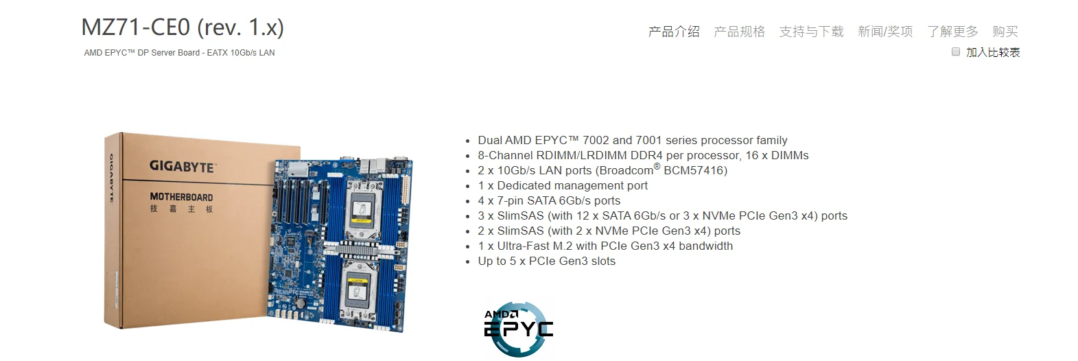 MZ71-CE0 dual 10G network card AMD EPYC server workstation motherboard IPFS mining