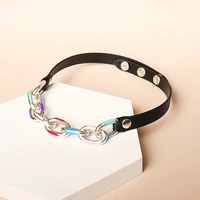 2022 new womens necklace creative personality metal color dripping oil irregular leather collar necklace clavicle chain