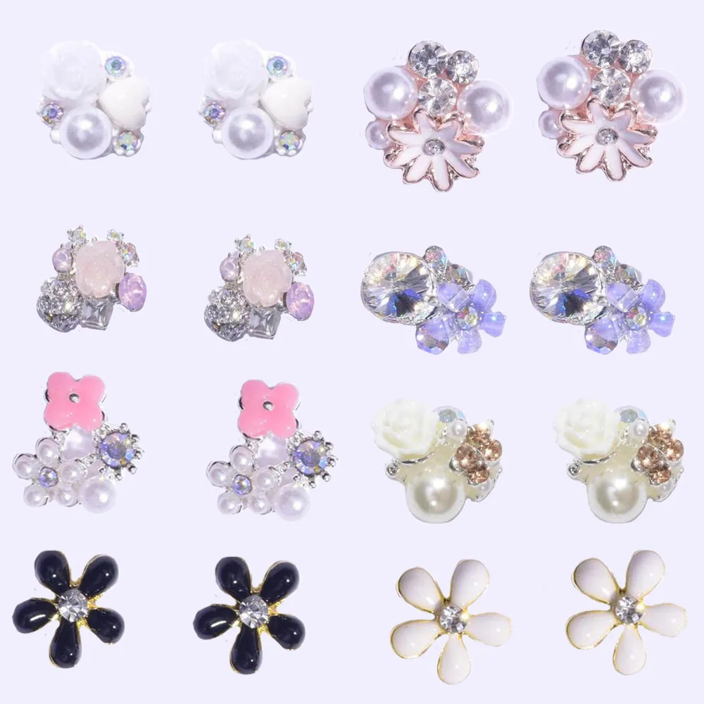 

10pcs 8 types 3d Nail Decorations Charm Jewelry L-Big Flower Accessories Manicure Tools Nail Art Kit Nail Charms Nail Jewelry