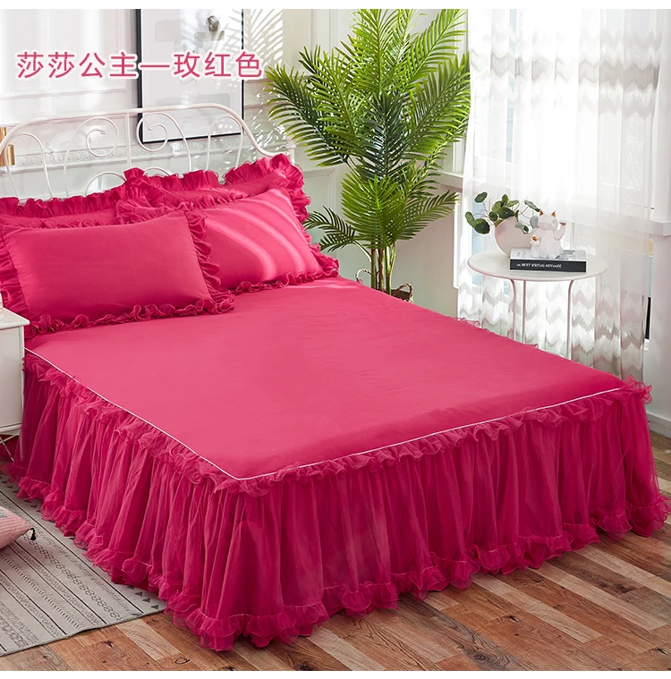 Розовая кружевная простыня наволочки свадебное постельное белье принцессы