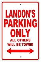landons parking only all others will be towed name caution warning notice aluminum metal sign