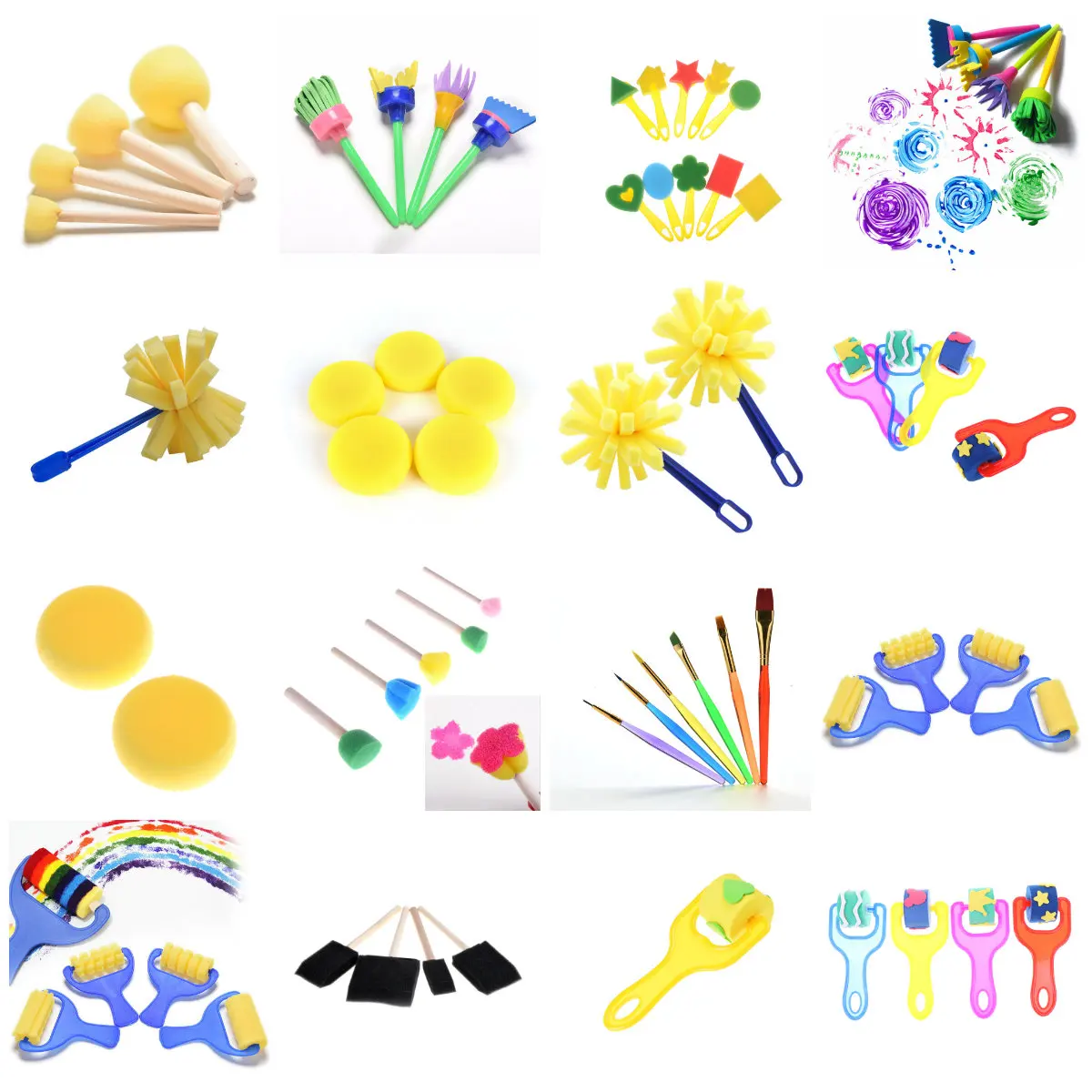 

1-6Pcs Rotate Spin Paint Drawing Sponge Brushes Kids DIY Flower Sponge Art Graffiti Brushes Painting Tool Educational Toy