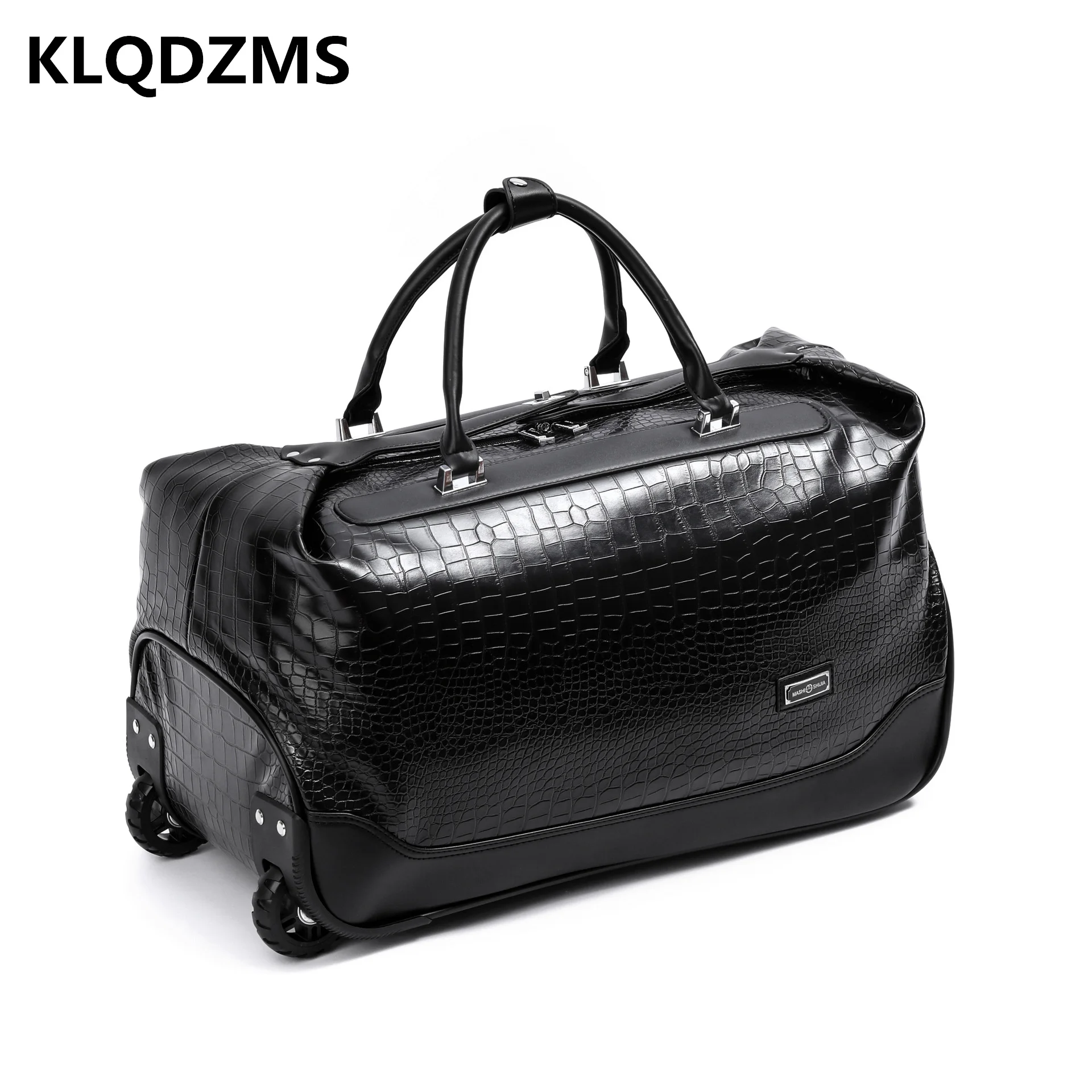 KLQDZMS 20’’24 Inch Women Hand Luggage Business Travel Suitcase On Wheels PU Men's Portable Detachable Trolley Travel Suitcase
