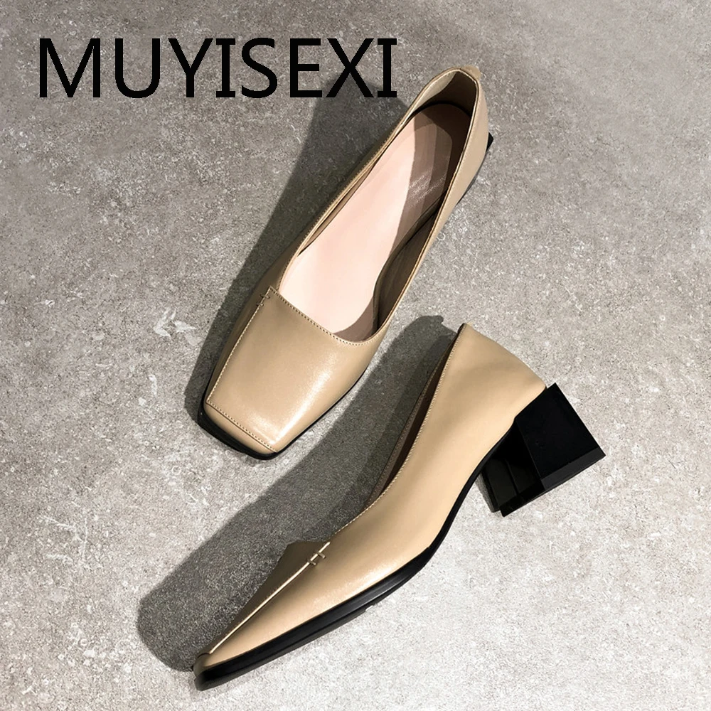 

Туфли-лодочки женские из натуральной кожи, на среднем каблуке 4,5 см