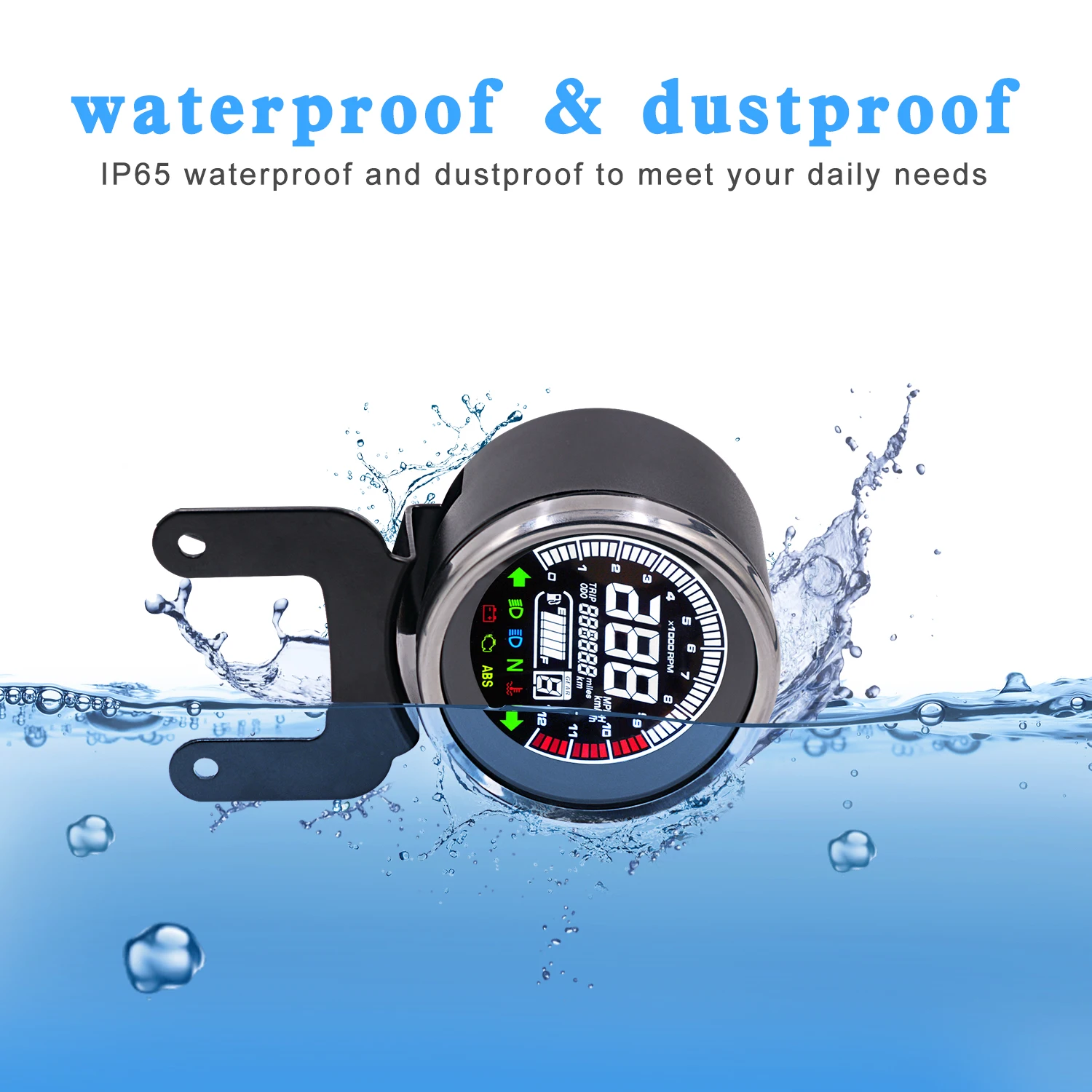 

12V Multi-functional Gauges Instruments Motorcycle Digital Odometer Tachometer Fuel Level Speed Meter Indicator Led Round