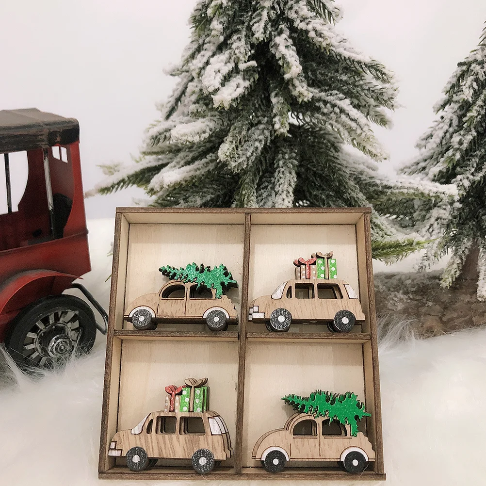 

12pcs Party Decoration Supplies DIY Stick Wood Crafts Christmas Car Design