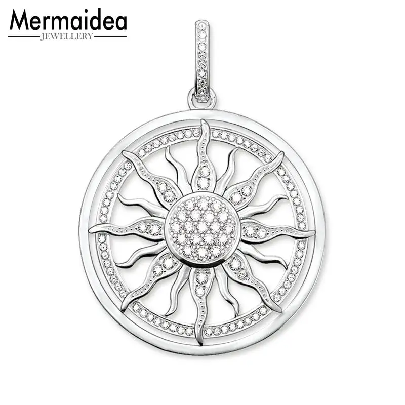 Подвеска амулет Sun White CZ Pave 2020 модное посеребренное ювелирное изделие Стильное