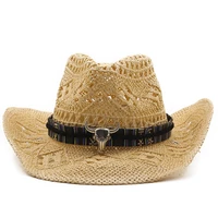 simple straw western cowboy hat hand made beach felt sunhats party cap for man woman curling brim cap sun protection unisex hats
