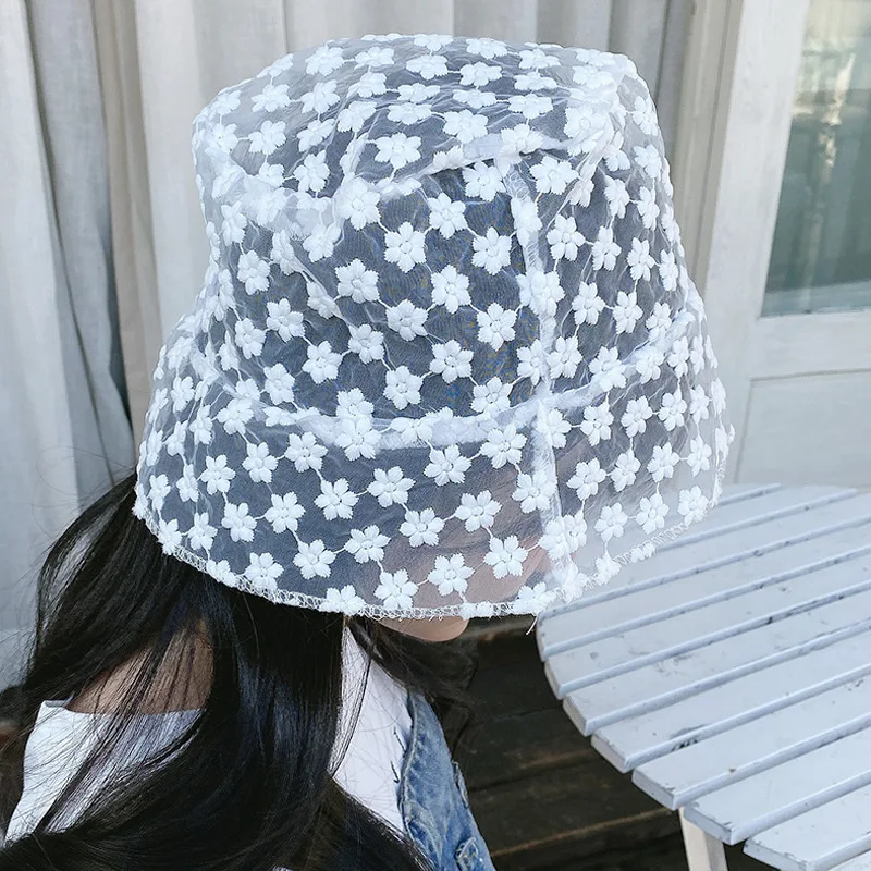 Hat female Korean version of the tide retro temperament lace sunscreen hat fisherman light net red breathab | Аксессуары для