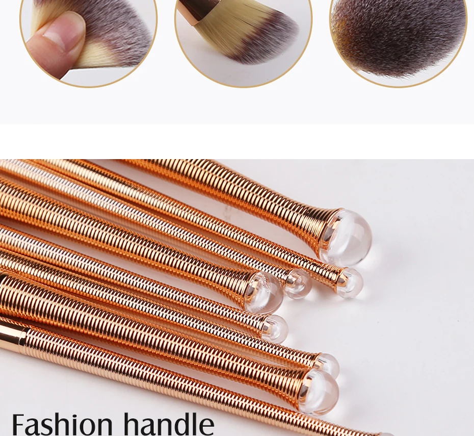ZOREYA 8pcs Rose Gold Mermaid Makeup Brushes Powder Blending Eye Shadow Brush Set with Shiny Portable Bag