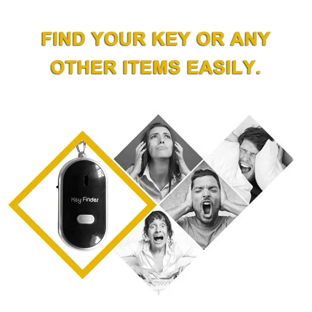 LED Whistle Key Finder Flashing Beeping Sound Control Alarm Anti-Lost Keyfinder Locator Tracker with Keyring 4 Colors For Choice |