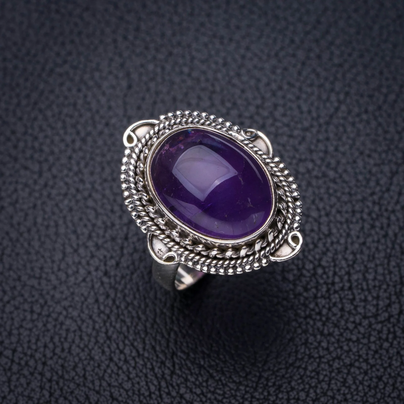 

StarGems Natural Amethyst Handmade 925 Sterling Silver Ring 7.75 E7715