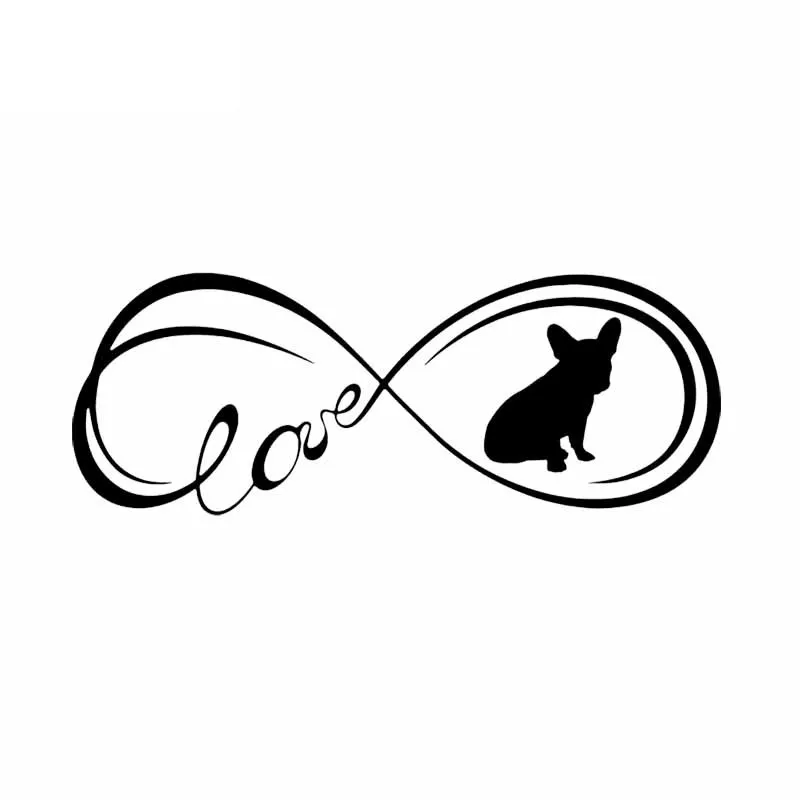 

French Bulldog Love Dog Sticker High Quality Car Window Decoration Personality Pvc Waterproof Decal Black/white, 18cm*7cm