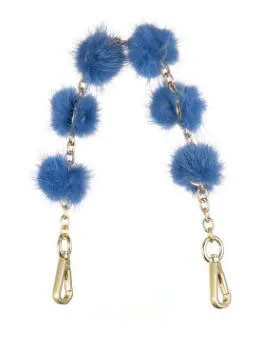 Blue 31cm IMIDO 31 см меховые шариковые ремни для сумок для женщин сумка ручка Замена ремень сумка Аксессуары золотая цепочка Пряжка STP156 - Цвет: Blue 31cm