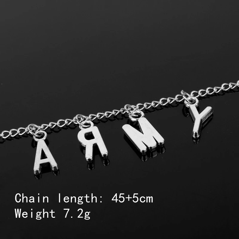 Kpop Jewelry ARMY Letter Necklace for Woman Alloy Letter Bangtan Boys Fan Necklace Fashion Party Accessories Girl BTS-114 image 4