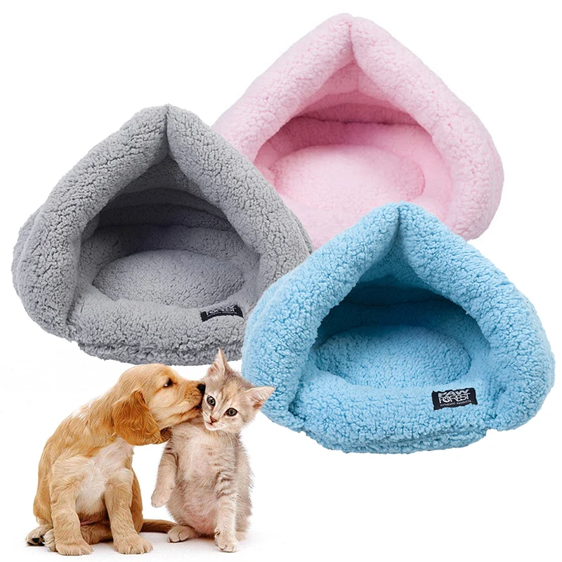 Winter Warm Pets Mat3 Colors Soft Fleece Thicken Nest Pet Cat Small Dogs Puppy Kennel Bed Kitten Cave Sleeping Bag Puppy House