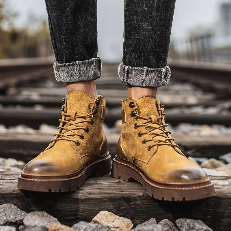 

Winter Boots Men Shoes Outdoor Sneakers cow suede leather Tactical Military Boots men Retro Comfortable Men Boots