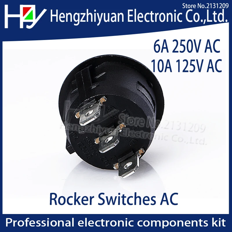 Hzy 5 шт./лот 6A250V 10A125V AC кнопочный переключатель в форме корабля мини круглый черный