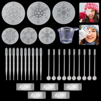 6 style snowflake shape silicone mold with casting tools epoxy resin mold christmas decoration pendant handmaking