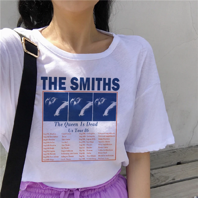 Футболка для девочек с принтом The Smiths, модный летний женский топ в стиле рок с короткими рукавами и круглым вырезом, повседневные футболки Harajuku размера плюс