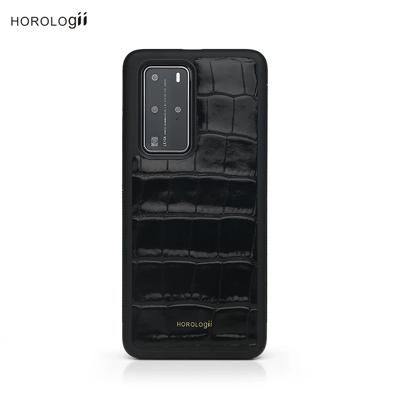 

Horologii Personalised Mobile Cover For Huawei Mate 40 Pro Luxury Italian Leather With Crocodile Pattern Cell Phone Case