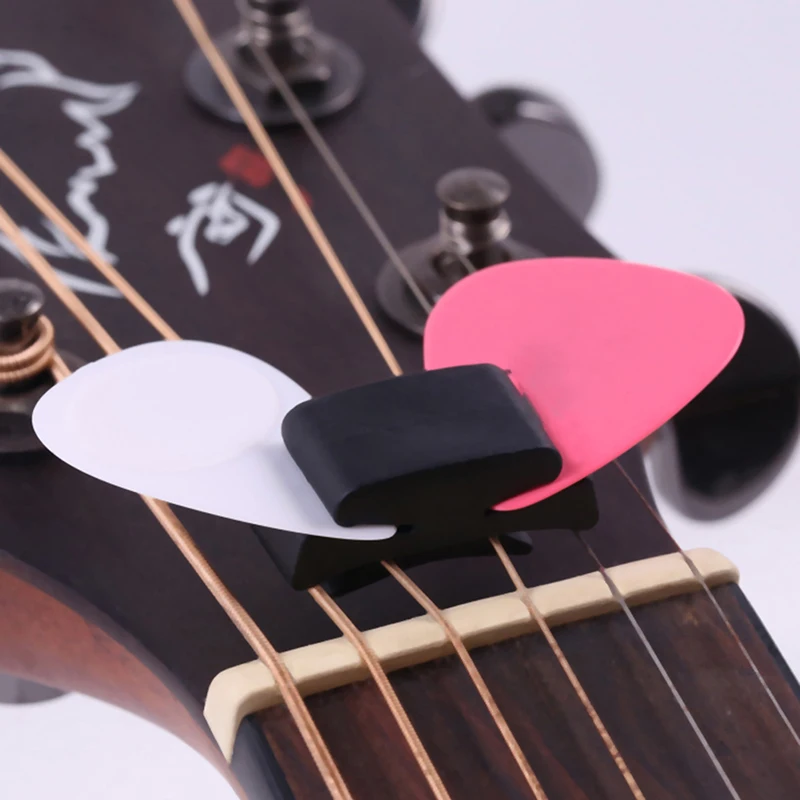 

1pc Black Rubber Guitar Pick Holder Fix On Headstock For Guitar Bass Ukulele