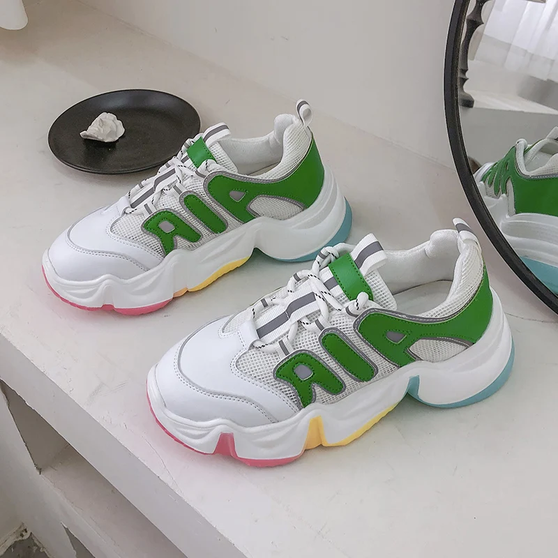 Женские кроссовки на платформе повседневные Дизайнерские шнуровке модные