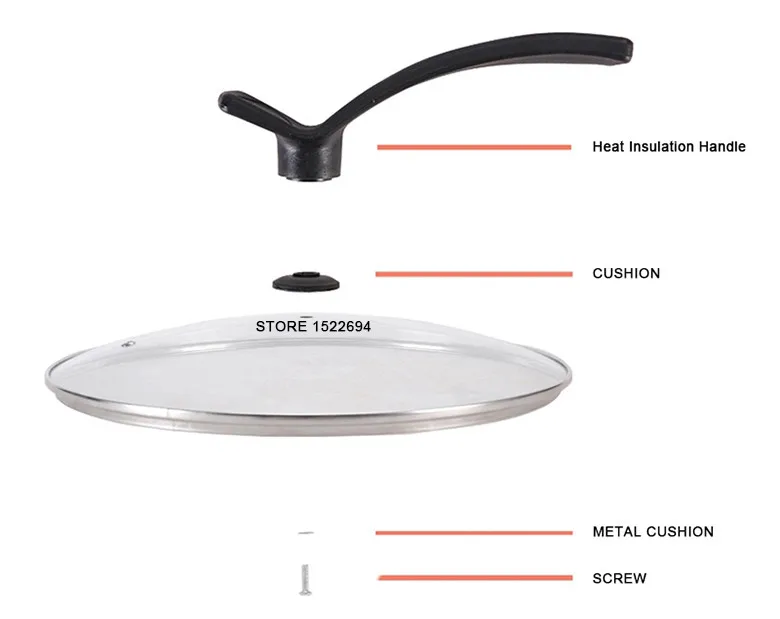 Кухонная Вертикальная стеклянная крышка для сковороды Wok закаленная улучшенная