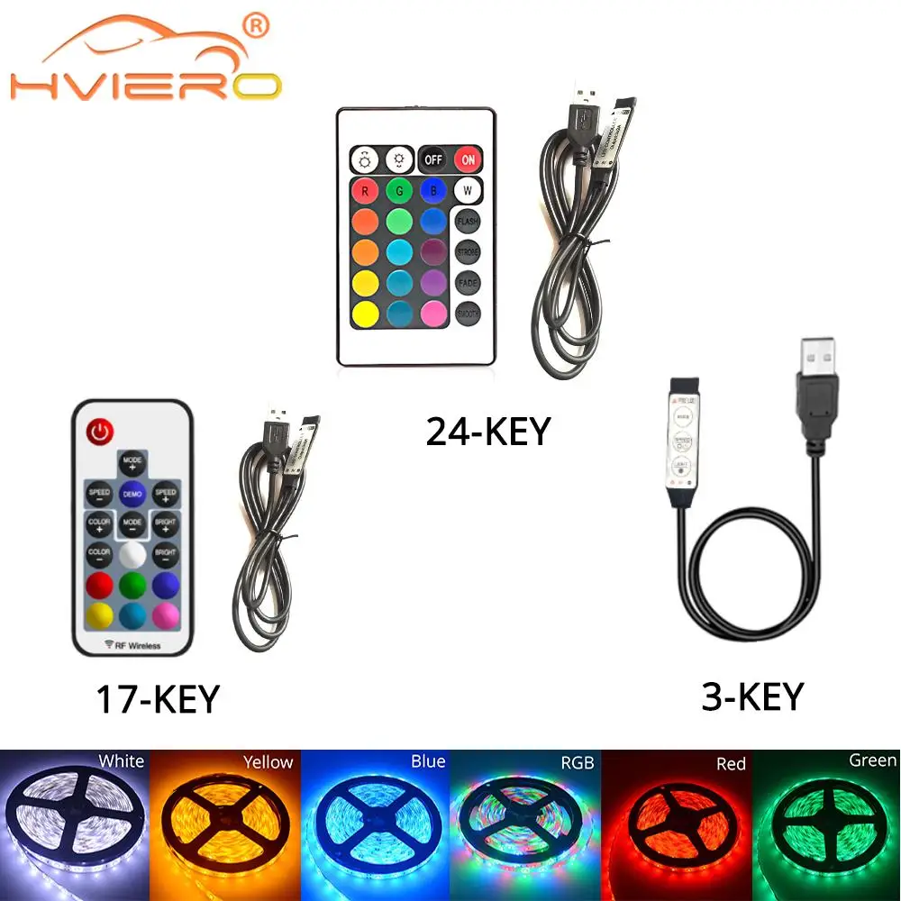 

RGB USB Controller 2835 5050 RGB Strip DC 5V 12V 24V Mini 3-button Dimmer 24-button IR Remote Control 17-button RF for Led Strip