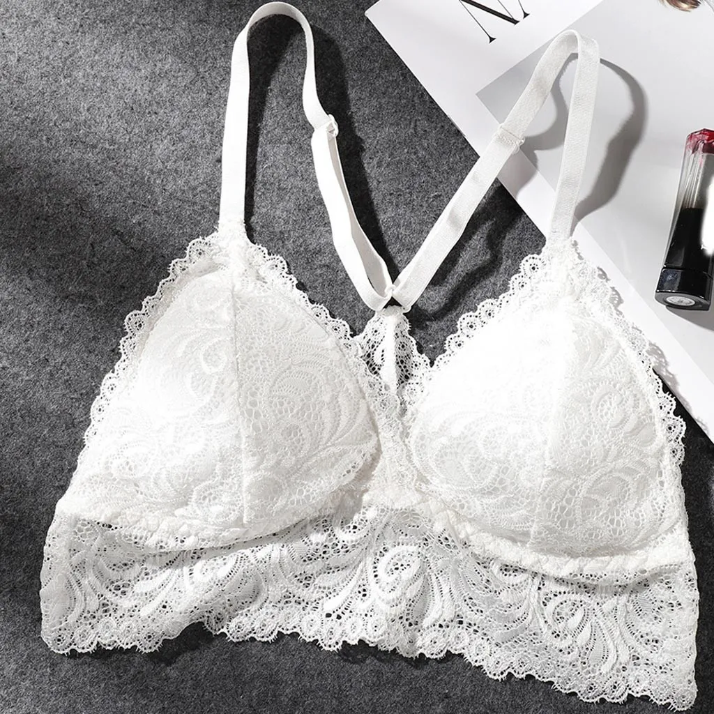 Женская кружевная майка укороченный топ без косточек с мягкой подкладкой летняя