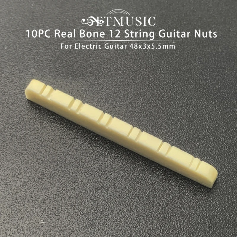 

10Pcs Slotted Real Bone 12 String Guitar Nuts For Electric Guitar 48x3x5.5mm