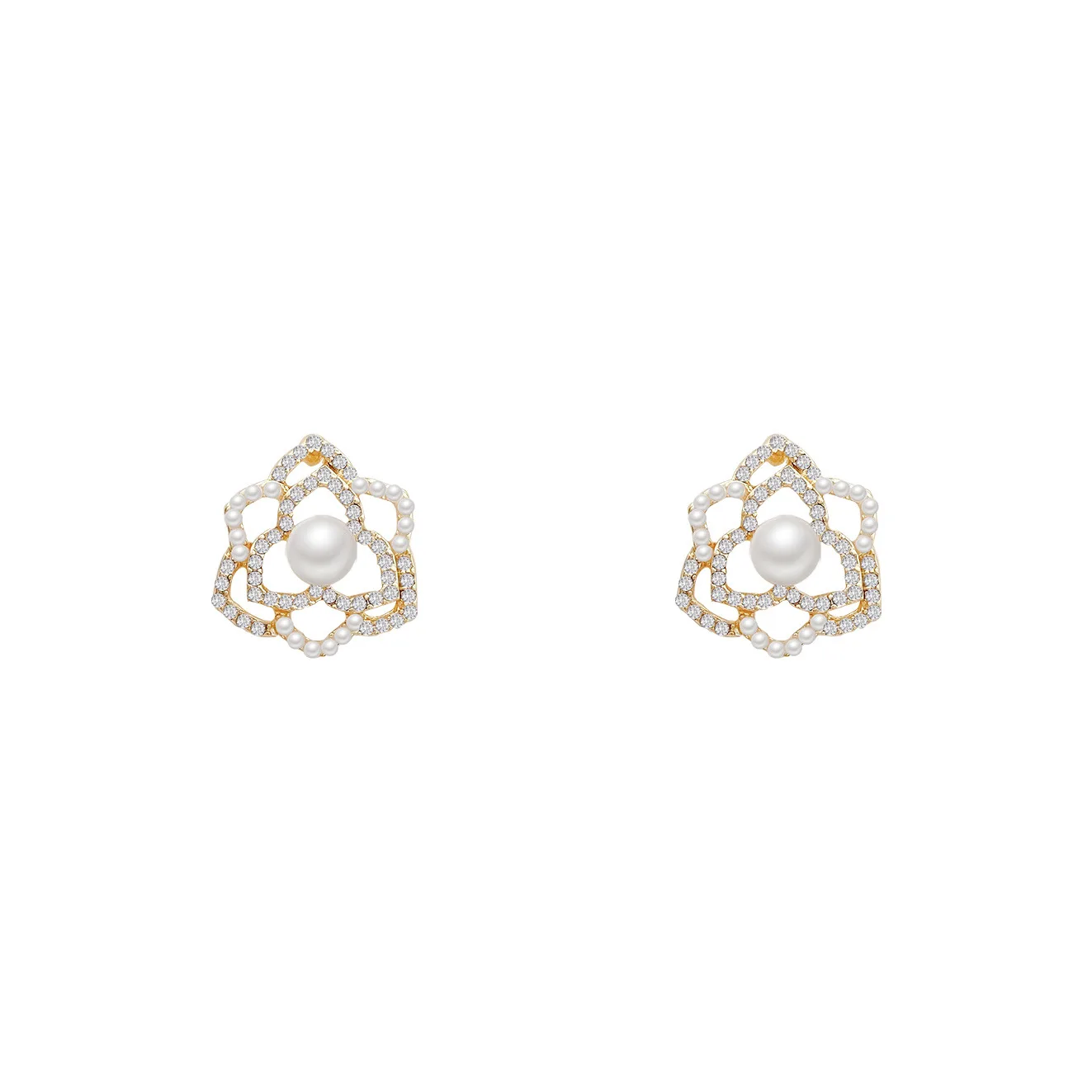 

925 Sterling Silver Metal Flowers Simple Mosaic Zircon Women Earrings New Ear Studs For Women Beautiful Party Jewelry Gift