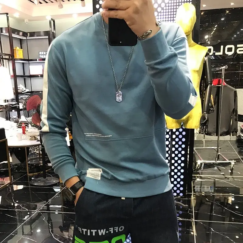 

Sweater men's 2021 autumn and winter new slim round neck pullover ins handsome long-sleeved shirt