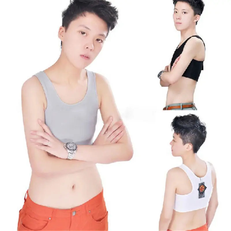 

Casual Breathable Buckle Short Chest Breast Binder Trans Tops Tomboy Shaper Cosplay Vest Tank Tops