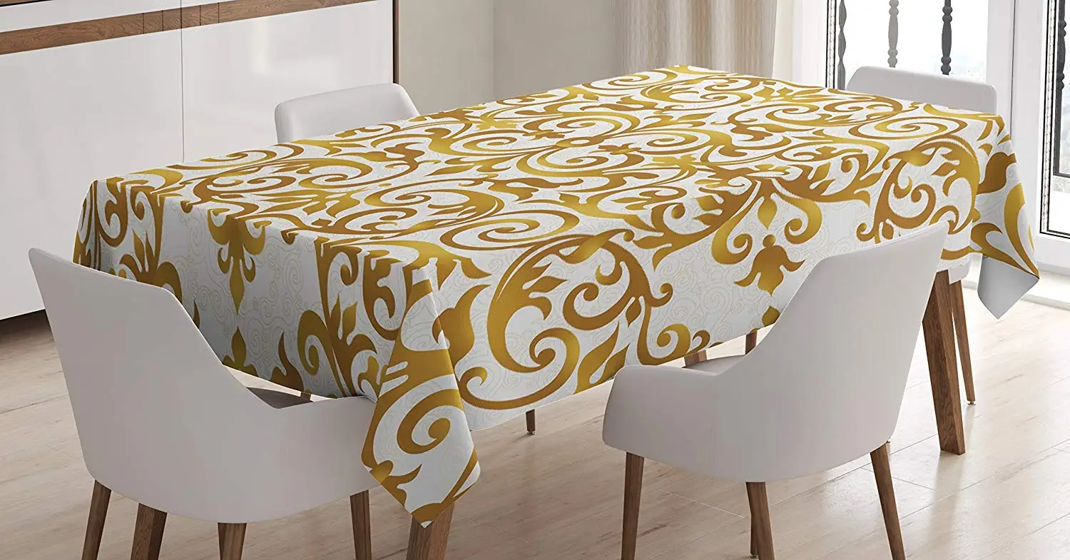 Кухонная Декоративная скатерть в викторианском стиле с золотыми кружевами