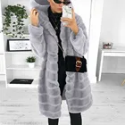Женское длинное пальто из искусственного меха, зимняя безрукавка с длинным рукавом, плотная теплая Модная женская верхняя одежда, куртка, пальто, Женское пальто #40