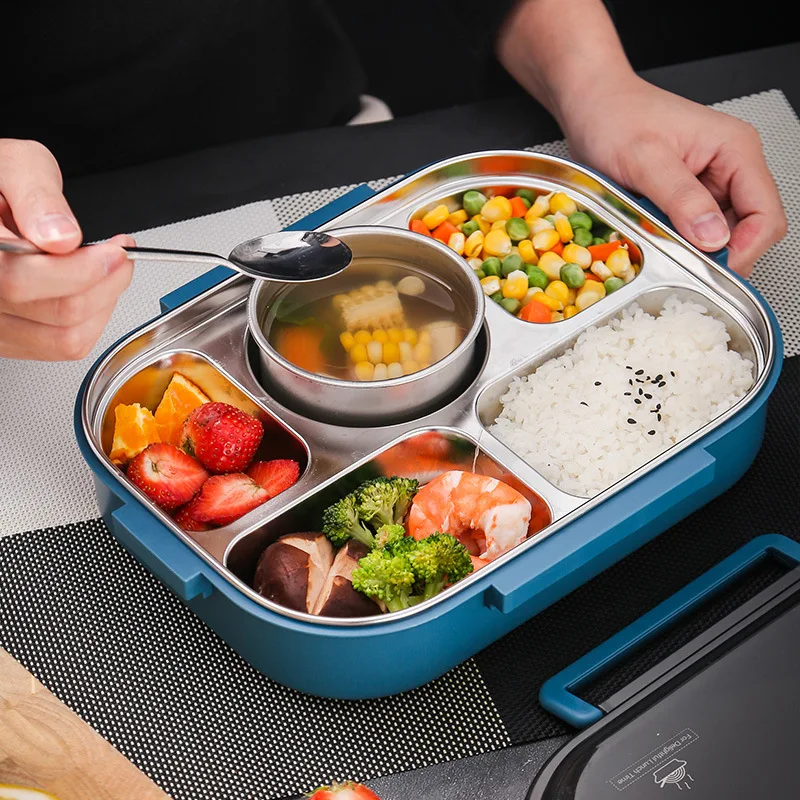 

Bento Box For Kids Food Cotainner Storage Insulated Japanese Snack Breakfast Bento Box Picnic With Soup bowl Lunch Tableware