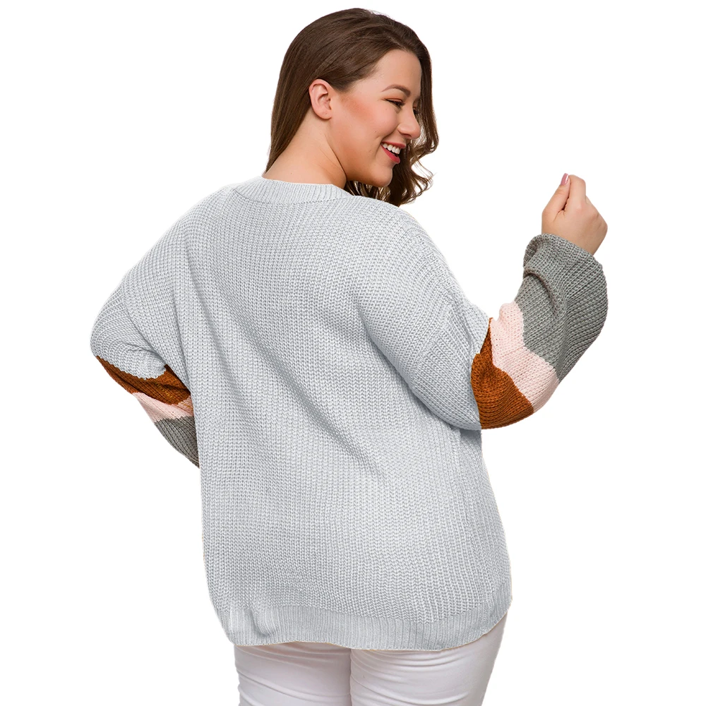 Женский свитер в полоску с длинным рукавом и V-образным вырезом | Женская одежда