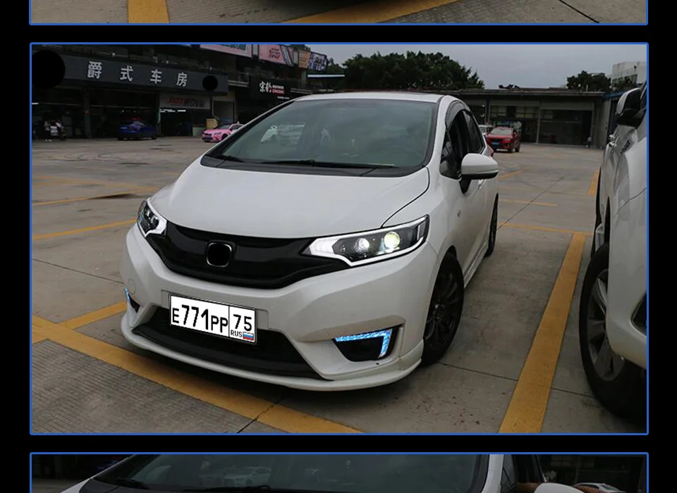 Автомобильный Стайлинг для Honda Fit gk5 gk 5 фары DRL Объектив Двойной Луч 4 светодиодный красный светодиодный угол глаза Стиль