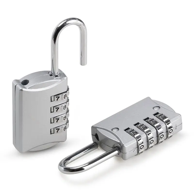 2 Pcs Padlock Code 4 Digit Security Anti-theft Zinc Alloy perfect for Locker Travel Case Etc-Silver Gate | Обустройство дома
