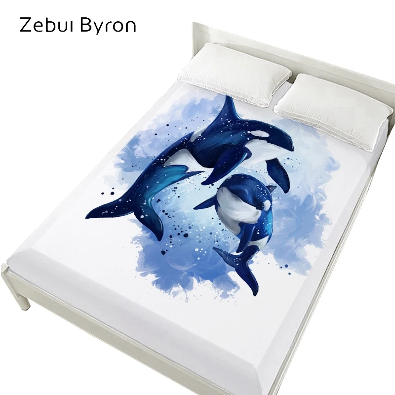 Простыни на резинке 160x200 простыни с рисунком животных китов 90/135 | Дом и сад