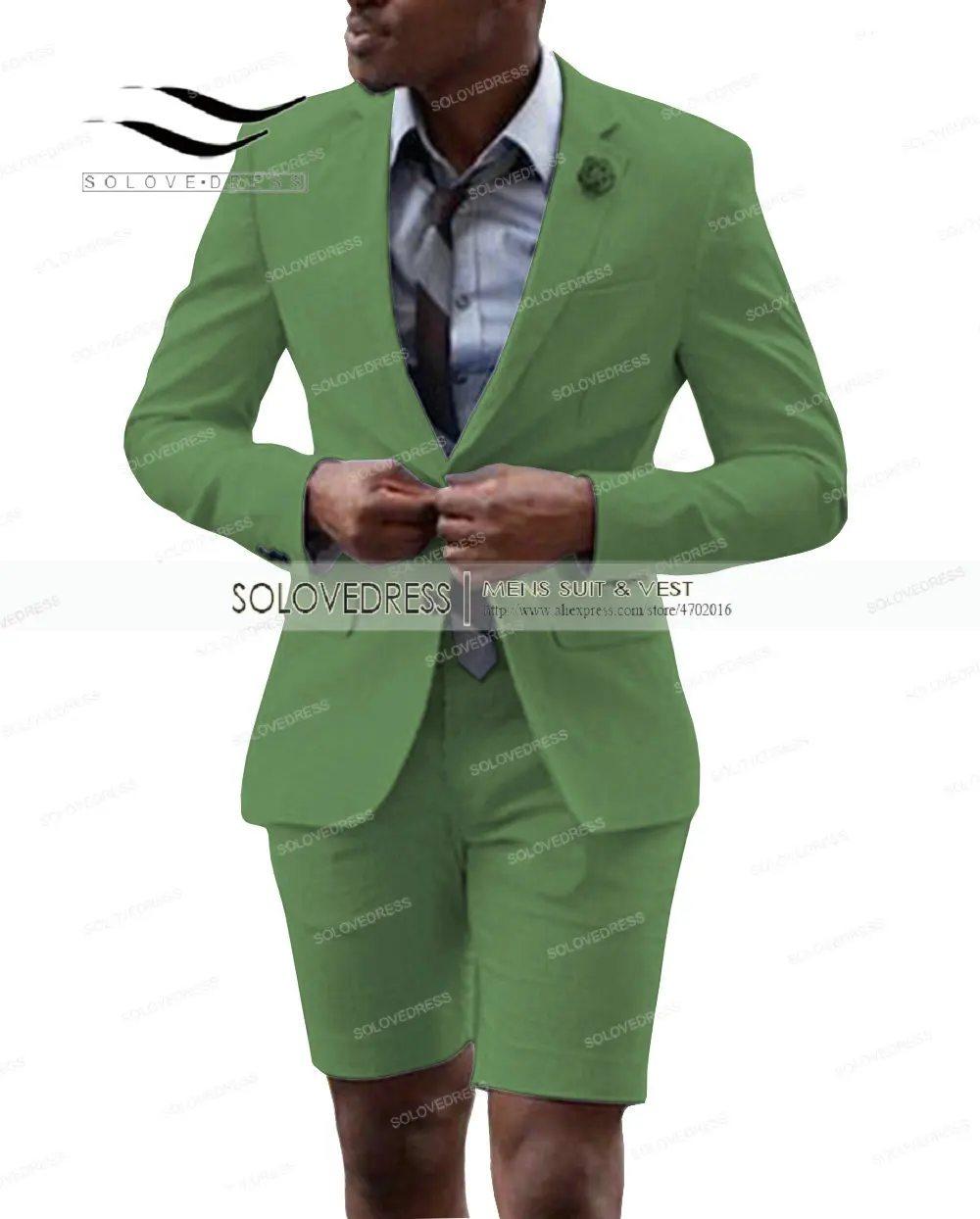 Solovedress однотонный мужской свадебный костюм с короткими брюками