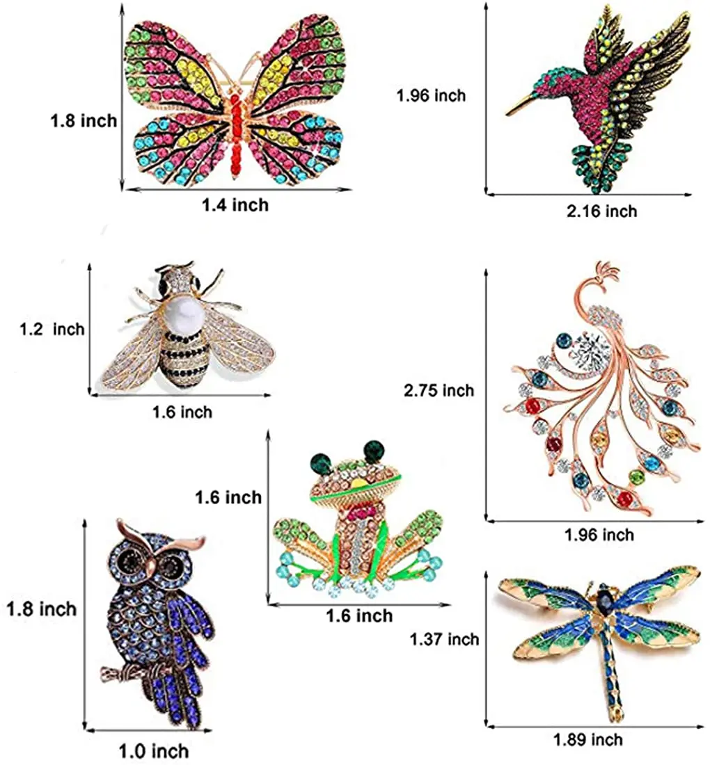 7 шт./компл. набор женских брошек винтажные хрустальные булавки в форме животных