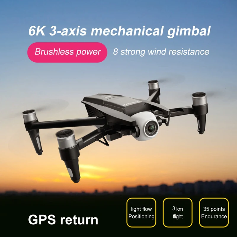 2020 NEW S137 Drone 6K Double Camera Drone 3-Axis Gimbal 50X ZOOM 170° ESC FPV Drone RC Distance 2km GPS Drone Quadcopter Toy