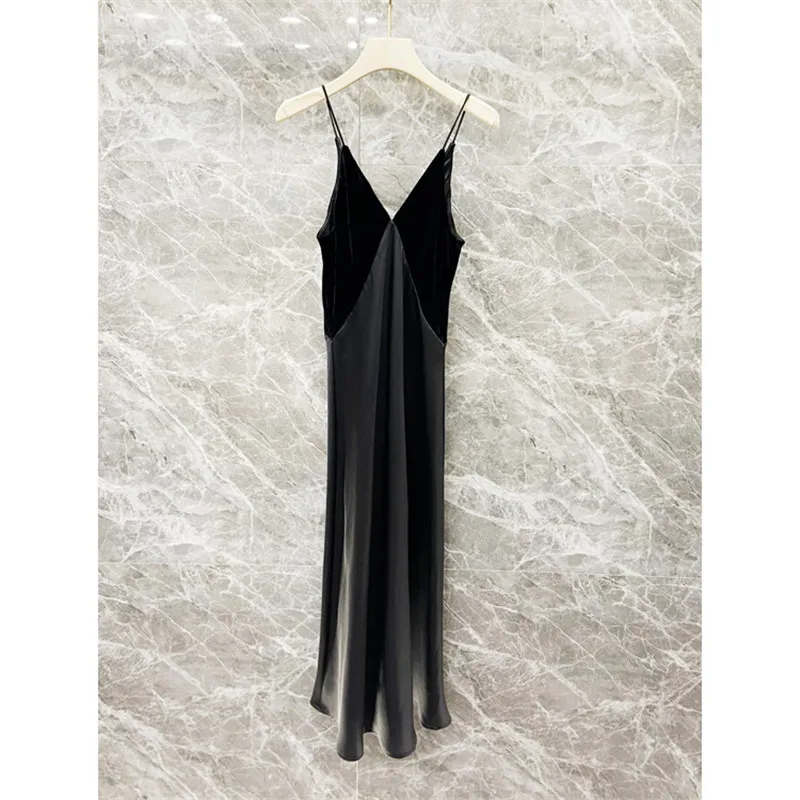 

Женское бархатное платье-Атласная подвязка, с глубоким V-образным вырезом, лето в наличии