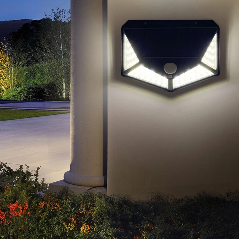 

New Solar Garden Light Outdoor Three-Sided Wall Human Body Induction Householdl Waterproof Super Bright