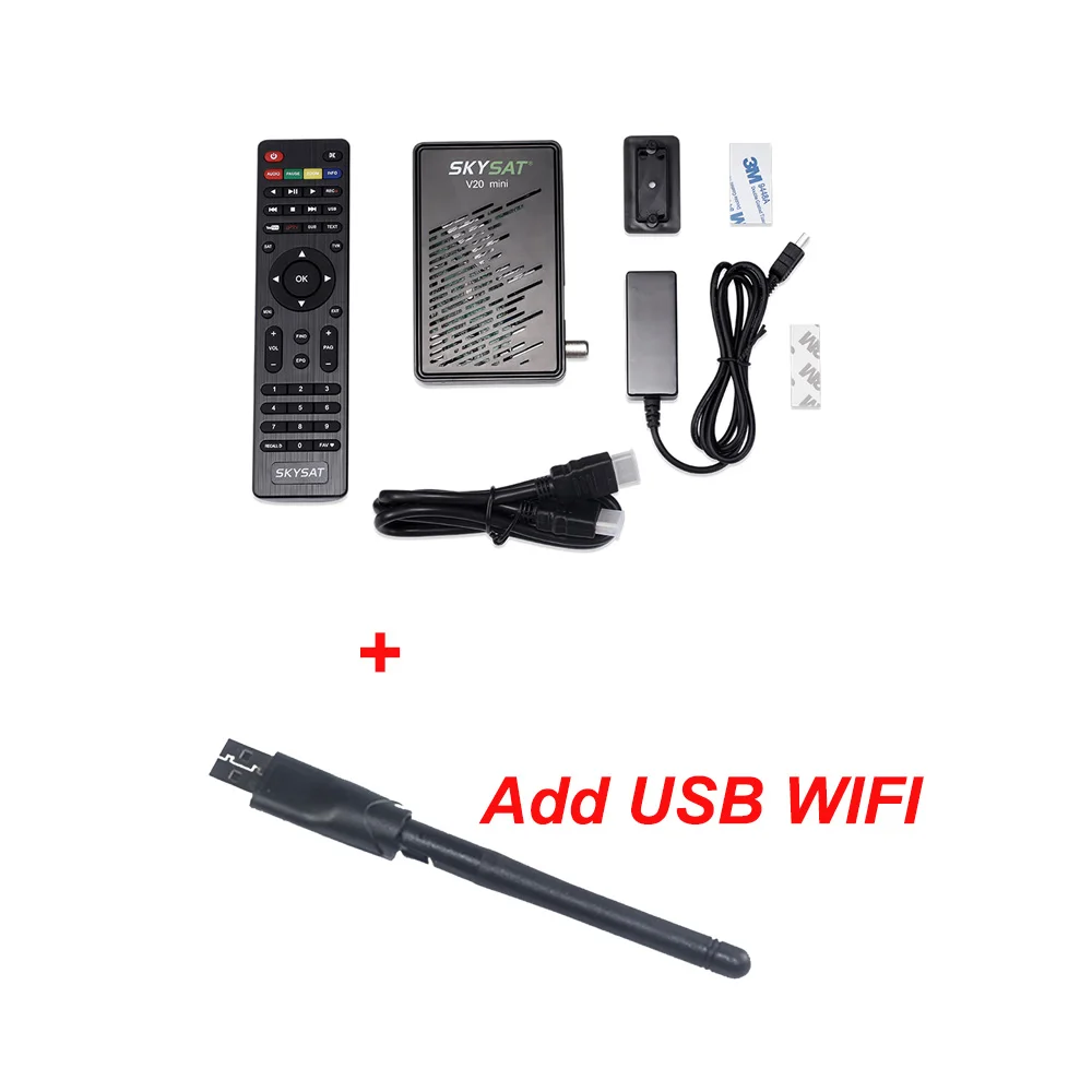 add usb wifi SKYSAT V20 мини-спутниковый приемник DDRIII 2GB 64M бит последовательный флэш-DVB-S2/S Youporn Redtube DLNA FTP клиент спутниковый приемник - Цвет: add usb wifi
