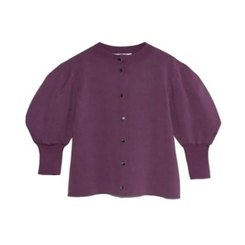 

2020 Autumn New Sweet Slim Sweater Women Loose Puff Sleeve Chic Casual Coat Women Solid Kniited Cardigan Korean Womens Sweaters