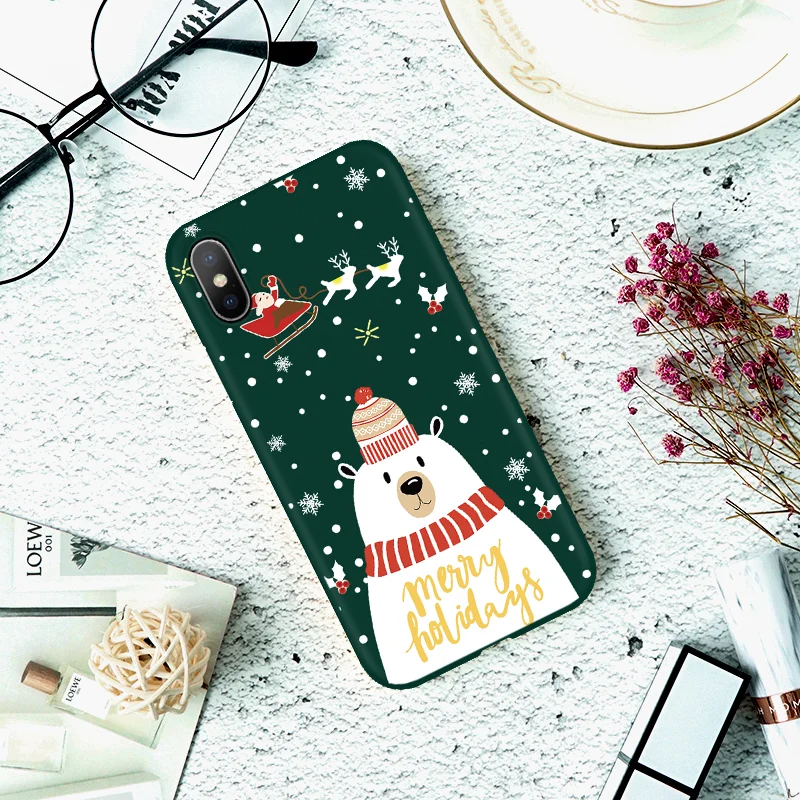 Рождественский мягкий чехол для IPhone 7 5 6 S 8 Plus XS X Xr Max 11 Pro MAX новогодний цветной