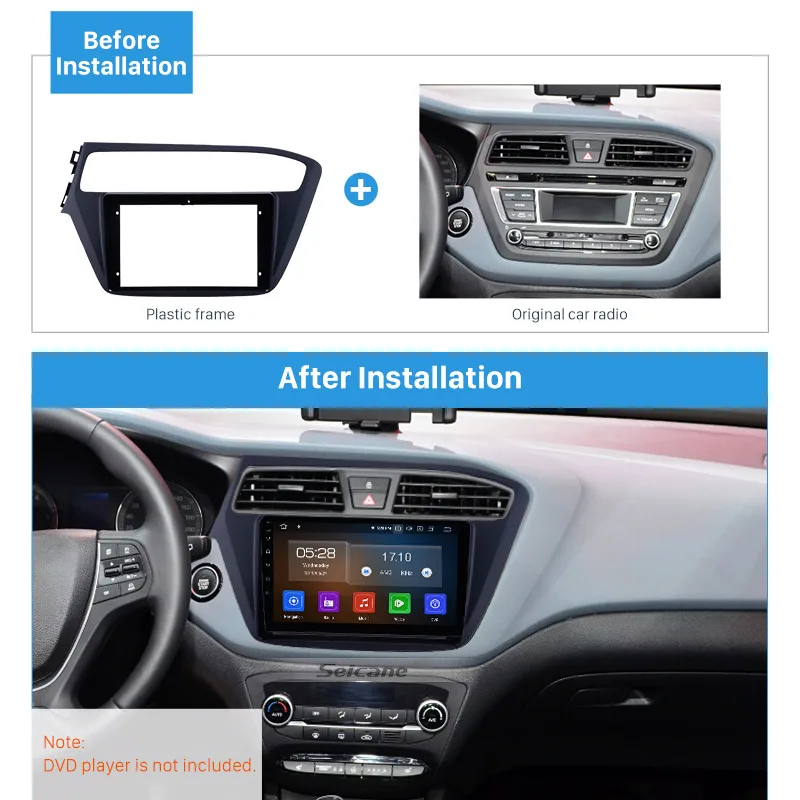 Seicane 2din 9 дюймовая панель Fascia Для установки панели для 2018 HYUNDAI i20 LHD OEM стиль без